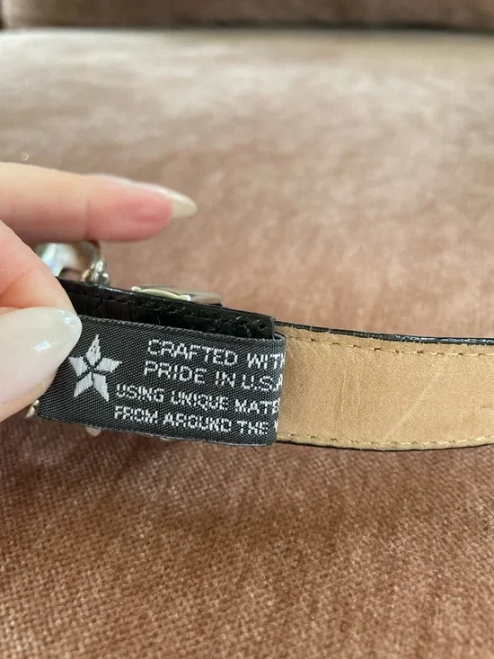 Brighton Black Western Belt, Silver with Medallion Sliders, Large/34, #40383 - Picture 6 of 7